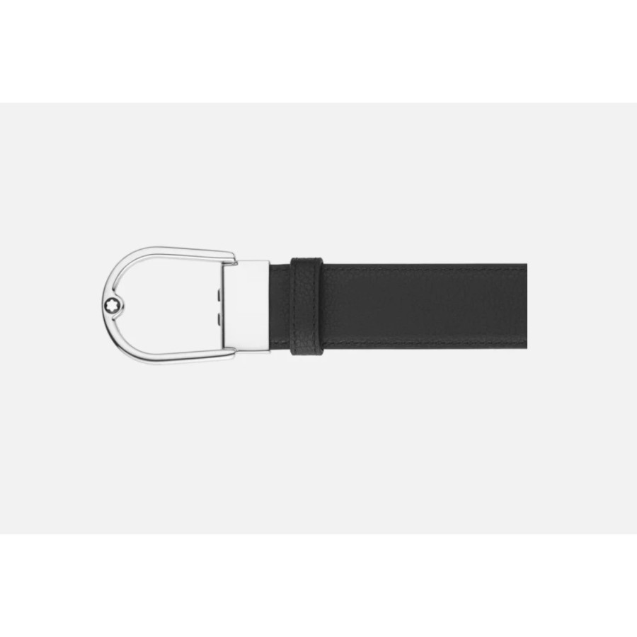 CINTA MONTBLANC  REVERSIBILE IN PELLE GRANULATA EBANO/NERO DA 35 MM 198632