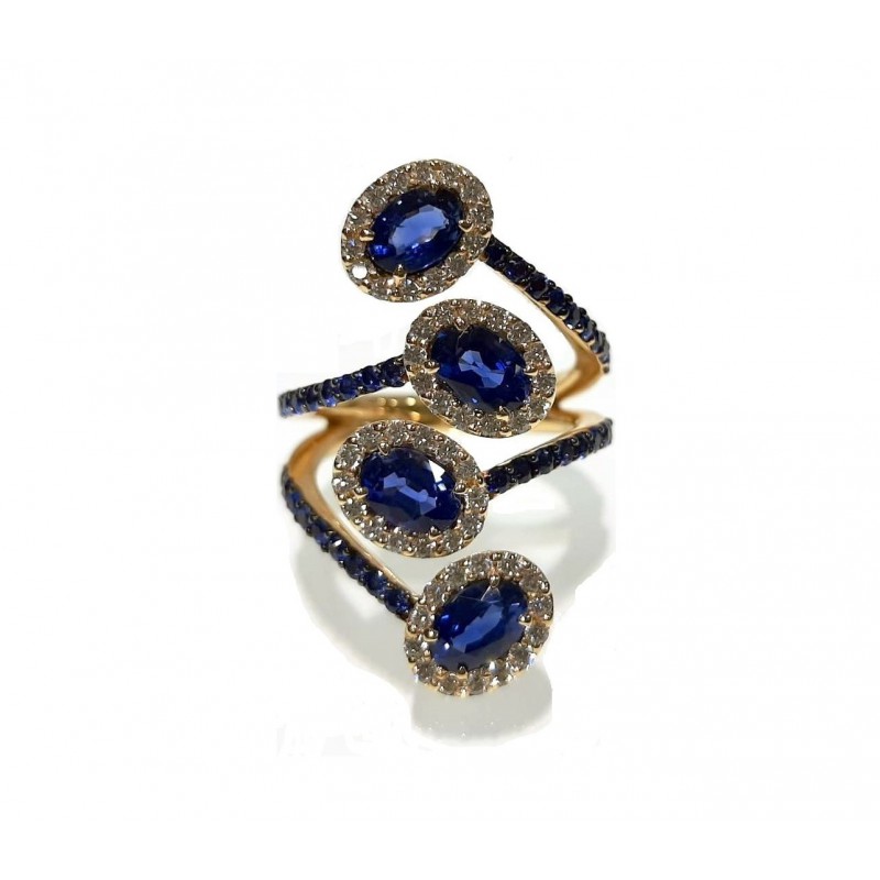 Anello Crivelli con Zaffiri Ct. 3,25 e Diamanti Ct. 0,58F Anello Crivelli con Zaffiri Ct. 3,25 e Diamanti Ct. 0,58F