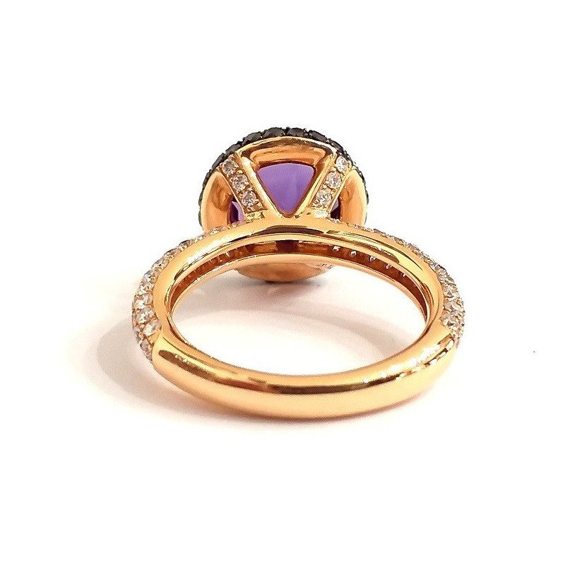 Anello Crivelli con Ametista e Diamanti Ct.1,20G, neri Ct. 0,40