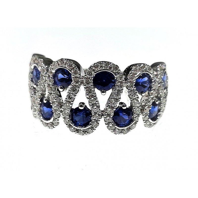 Anello Crivelli con Zaffiri Ct. 1,34 e Diamanti Ct. 0,53F Anello Crivelli con Zaffiri Ct. 1,34 e Diamanti Ct. 0,53F