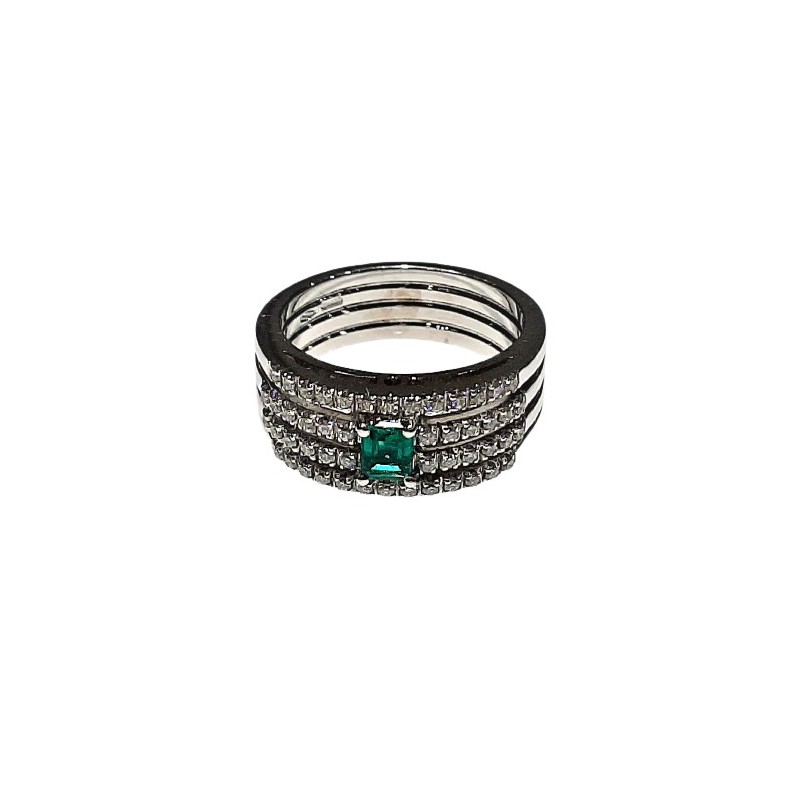 Anello Crivelli con Smeraldo Ct. 0,25 e Diamanti Ct. 0,25G