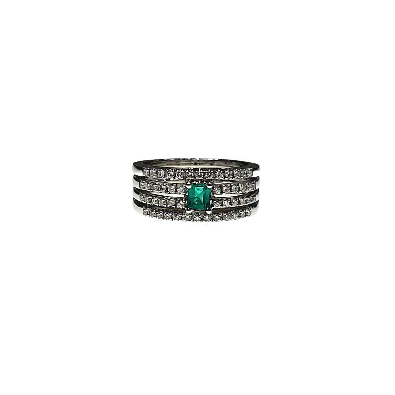 Anello Crivelli con Smeraldo Ct. 0,25 e Diamanti Ct. 0,25G Anello Crivelli con Smeraldo Ct. 0,25 e Diamanti Ct. 0,25G