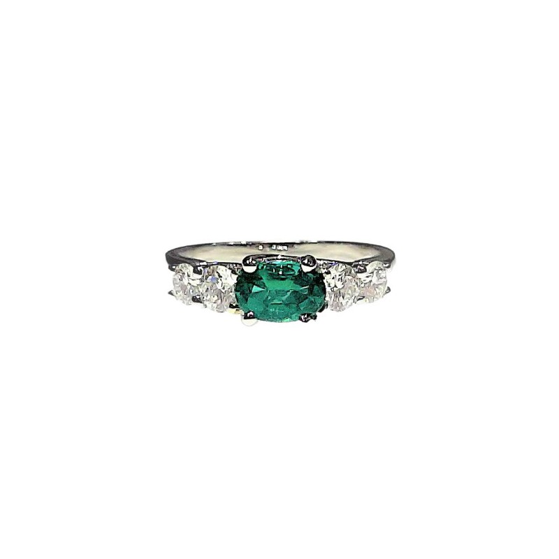 Anello Crivelli con Smeraldo Ct. 0,80  e Diamanti Ct. 0,71F