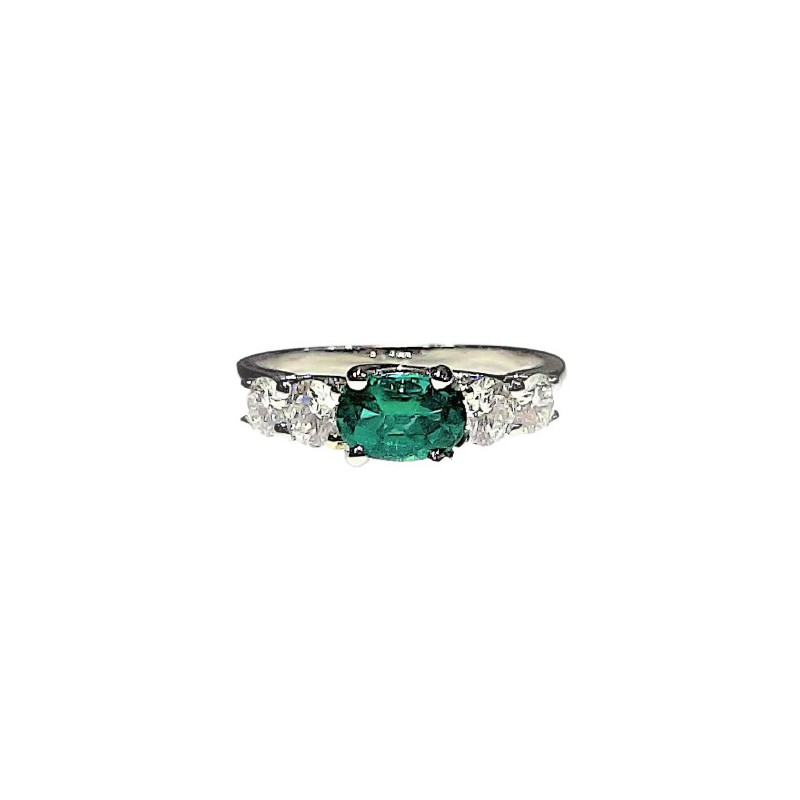 Anello Crivelli con Smeraldo Ct. 0,80 e Diamanti Ct. 0,71F Anello Crivelli con Smeraldo Ct. 0,80 e Diamanti Ct. 0,71F