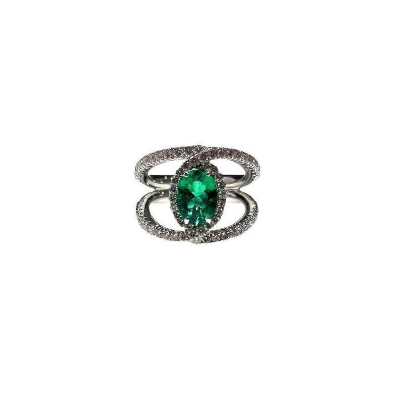 Anello Crivelli  con Smeraldo Ct. 1,12 e Diamanti Ct. 0,82F