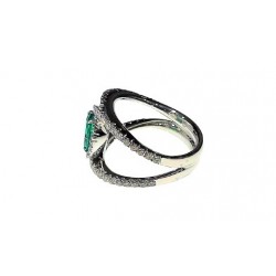 Anello Crivelli  con Smeraldo Ct. 1,12 e Diamanti Ct. 0,82F