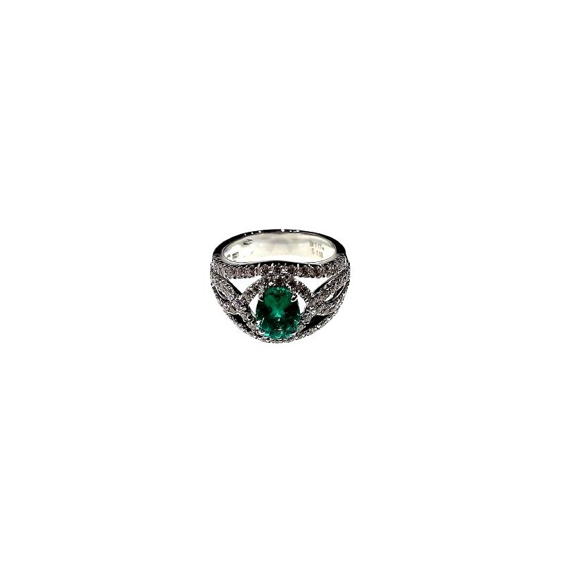 Anello Crivelli con Smeraldo Ct. 1,00 e Diamanti Ct. 1,17G