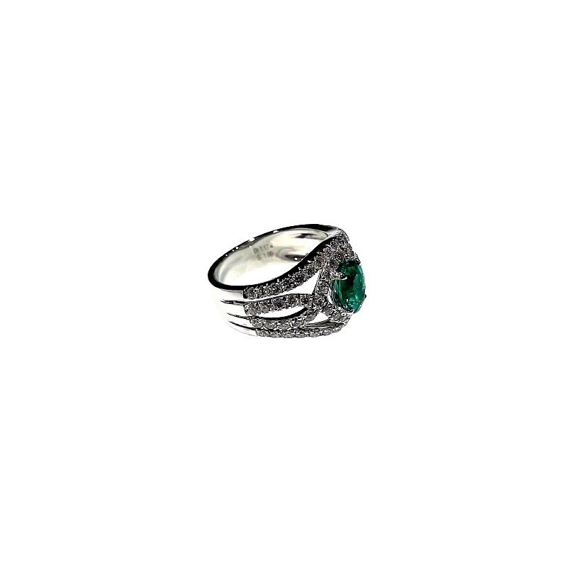 Anello Crivelli con Smeraldo Ct. 1,00 e Diamanti Ct. 1,17G