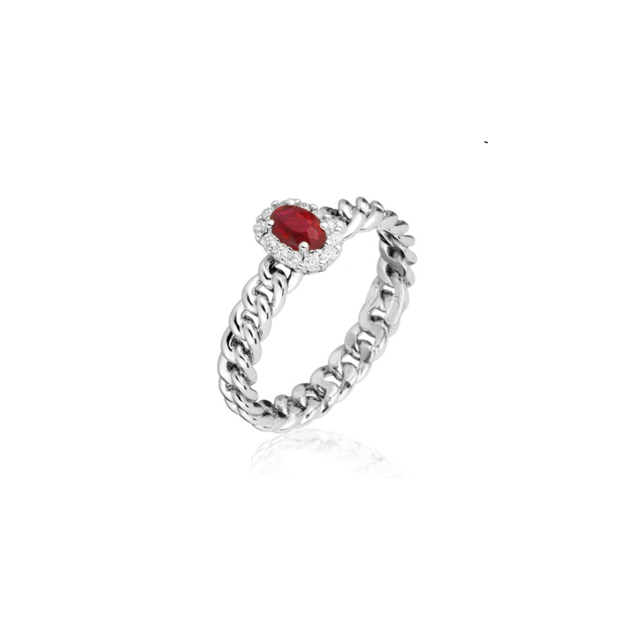Anello FOREVER UNIQUE con Diamanti ct. 0,11 e Rubino ct. 0,29 Anello FOREVER UNIQUE con Diamanti ct. 0,11 e Rubino ct. 0,29