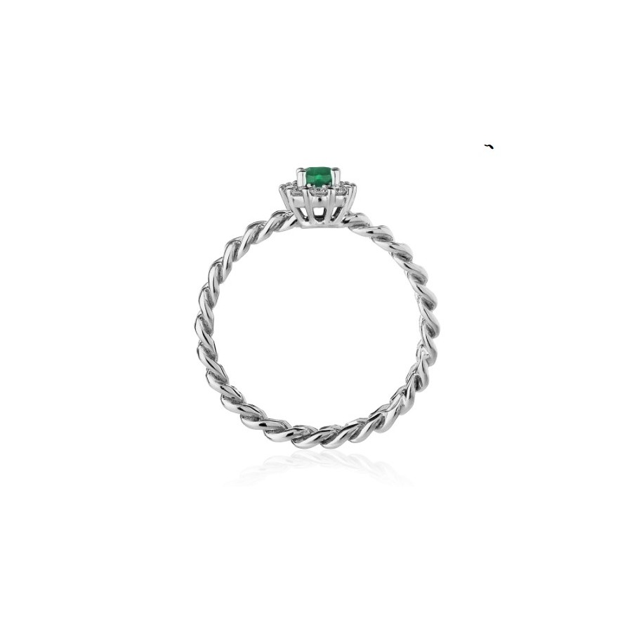 Anello FOREVER UNIQUE con Diamanti ct. 0,11 e Smeraldo ct. 0,19