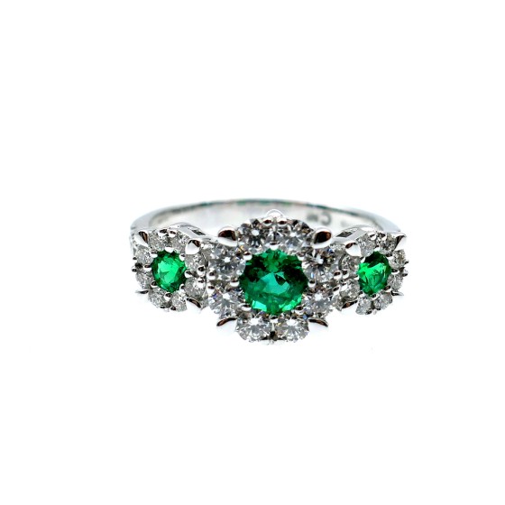 Anello Crivelli con  Smeraldi Ct. 0,65 e Diamanti Ct. 0,56 F