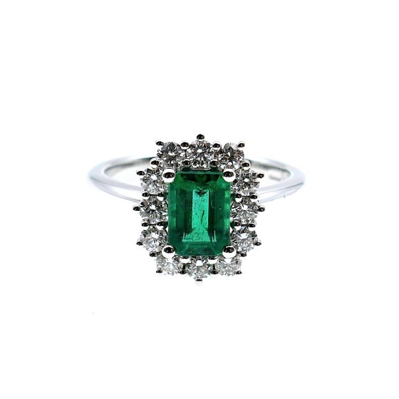 Anello Crivelli con  Smeraldo ct. 0,95 e Diamanti ct. 0,54 F Q301