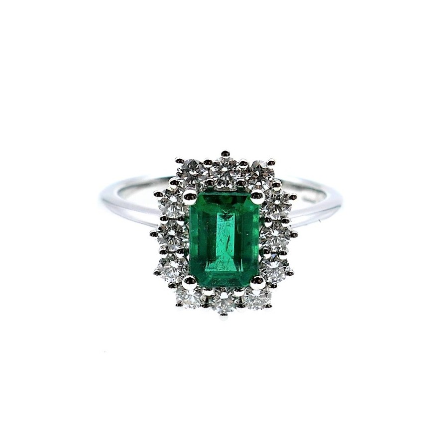 Anello Crivelli con  Smeraldo ct. 0,95 e Diamanti ct. 0,54 F Q301