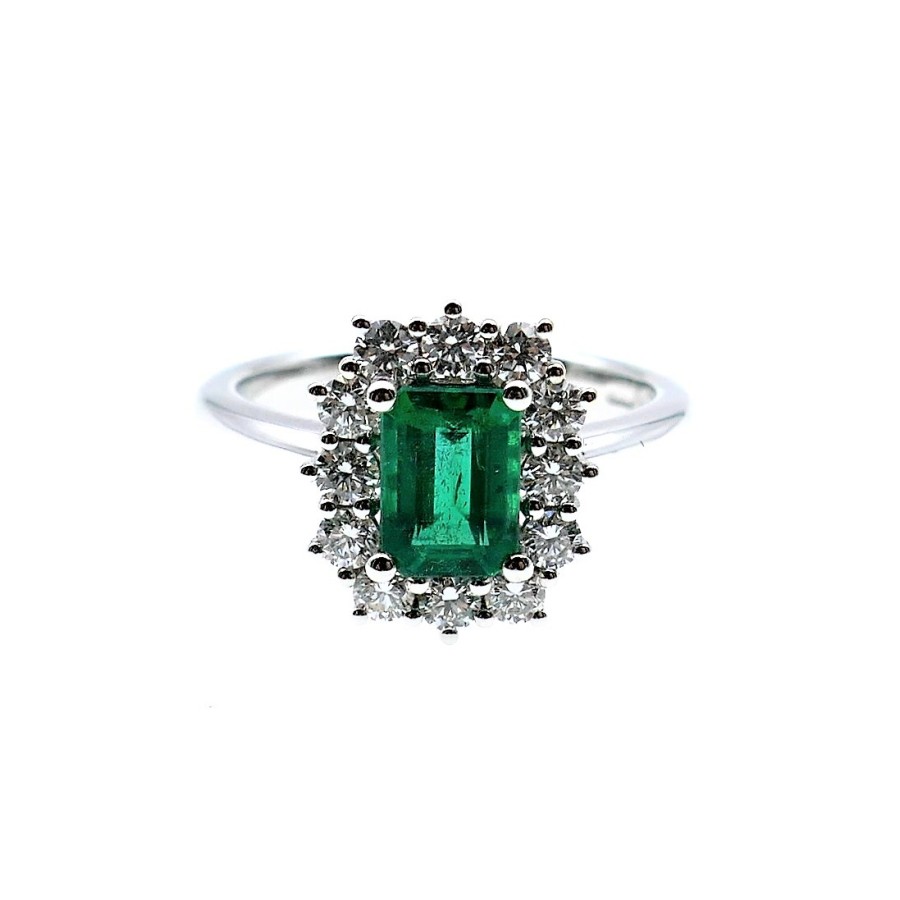 Anello Crivelli con Smeraldo ct. 0,95 e Diamanti ct. 0,54 F Q301 Anello Crivelli con Smeraldo ct. 0,95 e Diamanti ct. 0,54 F Q301