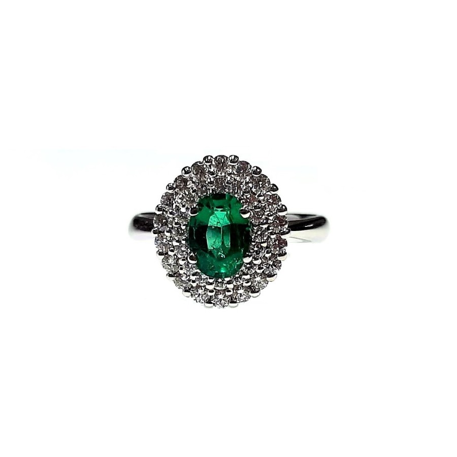 Anello Crivelli con Smeraldo Ct. 0,74 e Diamanti Ct. 0,50F Anello Crivelli con Smeraldo Ct. 0,74 e Diamanti Ct. 0,50F