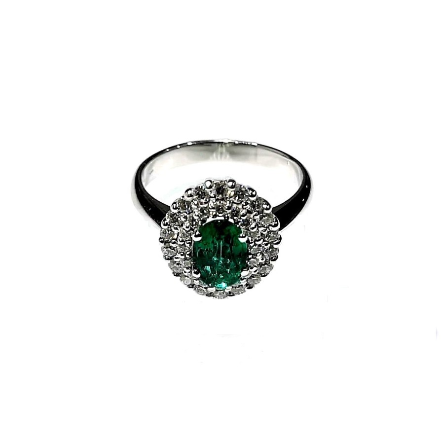 Anello Crivelli con Smeraldo Ct. 0,74 e Diamanti Ct. 0,50F