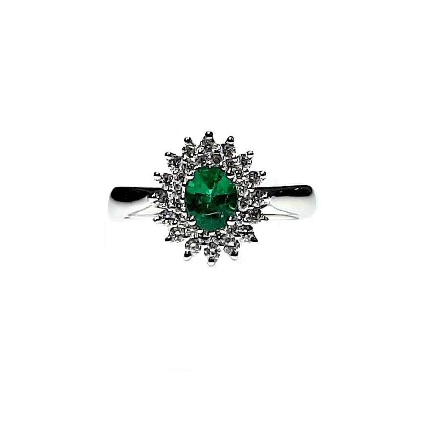 Anello Crivelli con Smeraldo Ct. 0,58  e Diamanti Ct. 0,30F