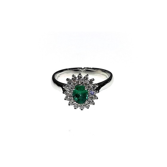 Anello Crivelli con Smeraldo Ct. 0,58  e Diamanti Ct. 0,30 F