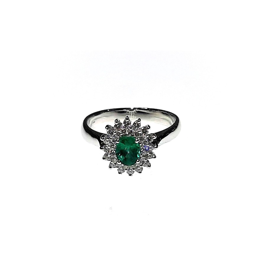 Anello Crivelli con Smeraldo Ct. 0,58  e Diamanti Ct. 0,30 F