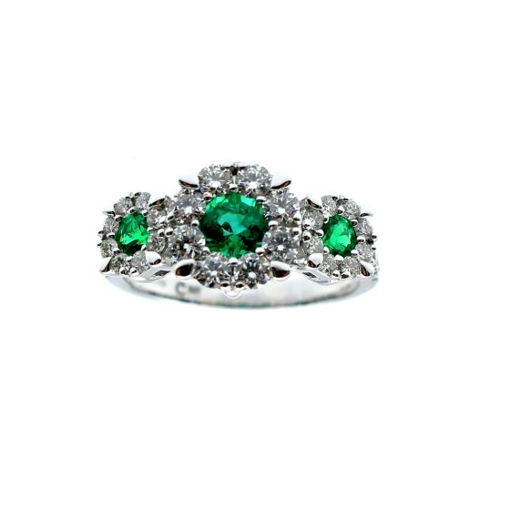 Anello Crivelli con Smeraldi Ct.0,65 e Diamanti Ct. 0,56F