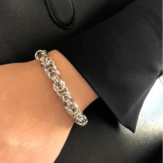 Bracciale Madonna Del Pilar In Argento Sterling E Macramè - Medaglia 10 Mm - Gioiello Religioso