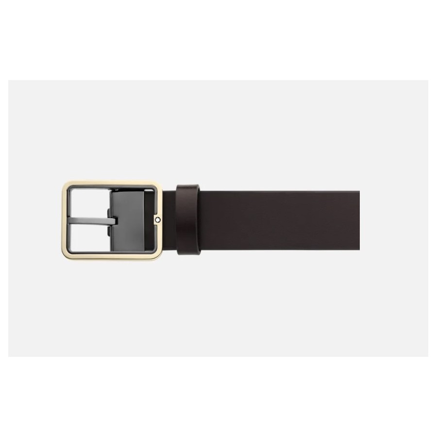 Cinta Montblanc reversibile in pelle marrone/grigia 35 mm 131192