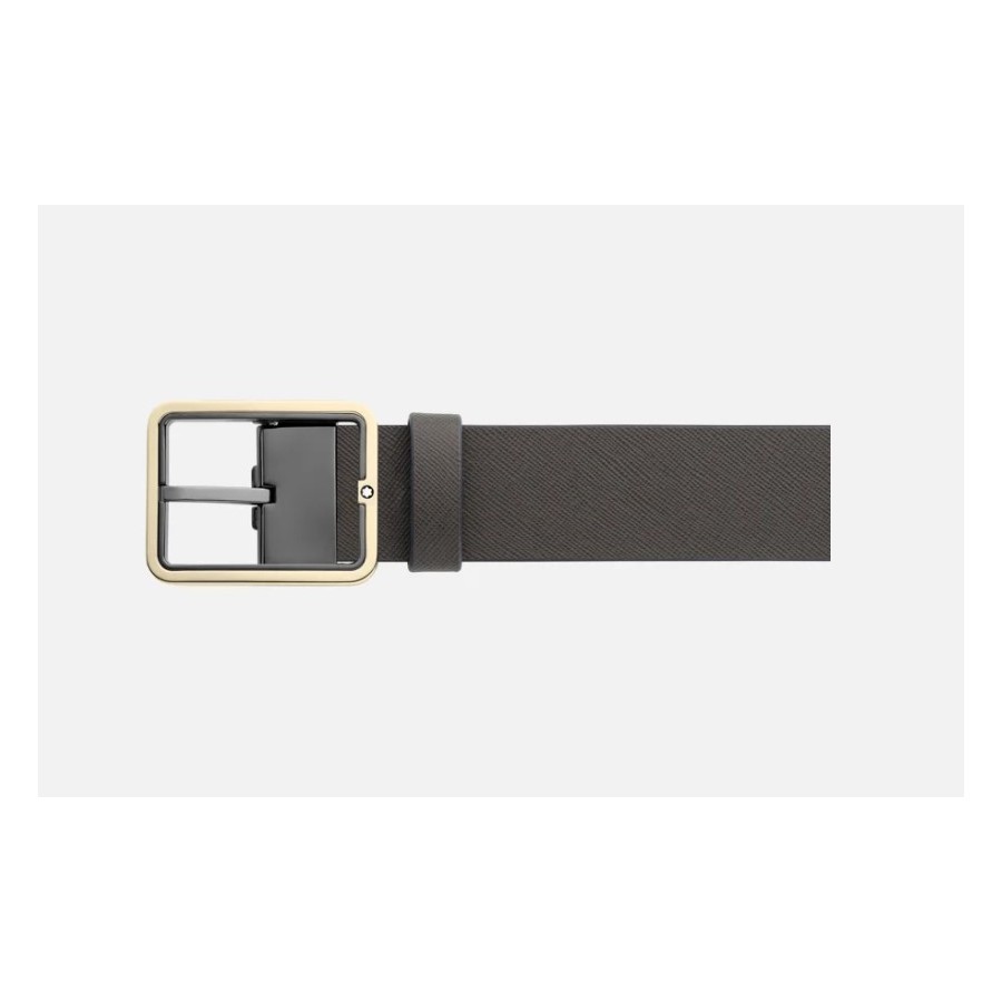 Cinta Montblanc reversibile in pelle marrone/grigia 35 mm 131192