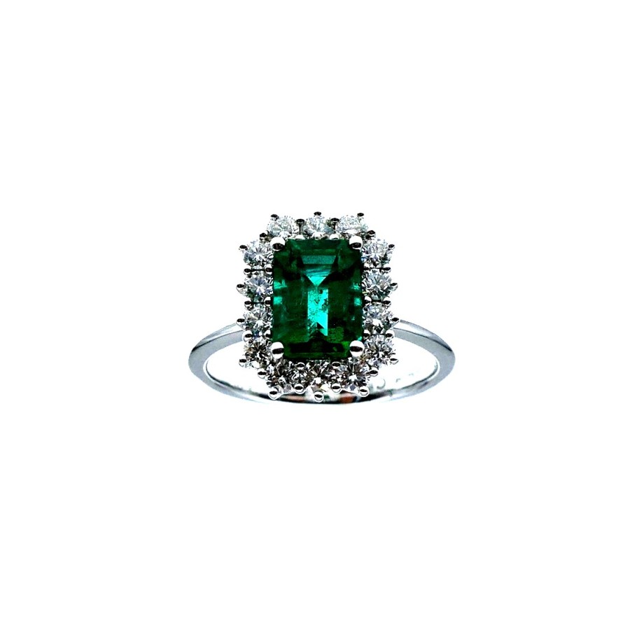 Anello Crivelli con Smeraldo Ct. 1,37  e Diamanti Ct.0,63 F