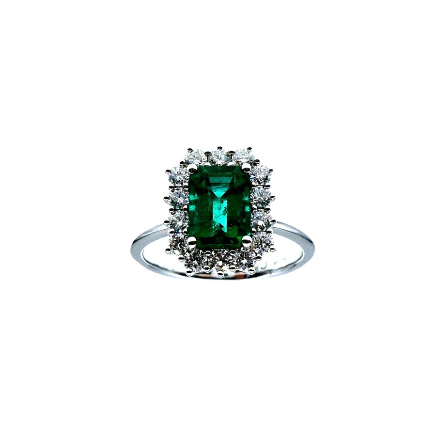 Anello Crivelli con Smeraldo Ct. 1,37 e Diamanti Ct.0,63 F Anello Crivelli con Smeraldo Ct. 1,37 e Diamanti Ct.0,63 F